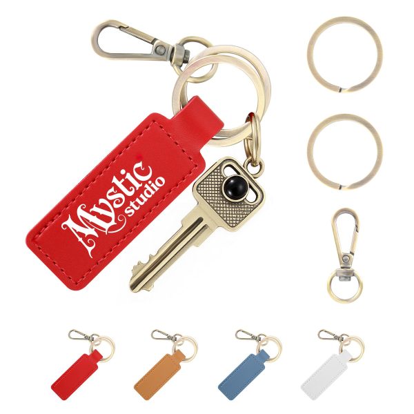 Saddle Leather Keychain Tag With Antique Bronze Keyring