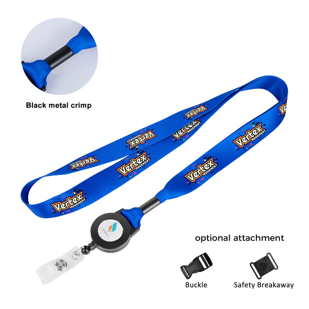 3/4" Dye Sublimated Lanyard W/Retractable Badge Reel Combo & Metal Crimp