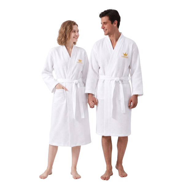 100% Cotton Waffle Kimono Robe