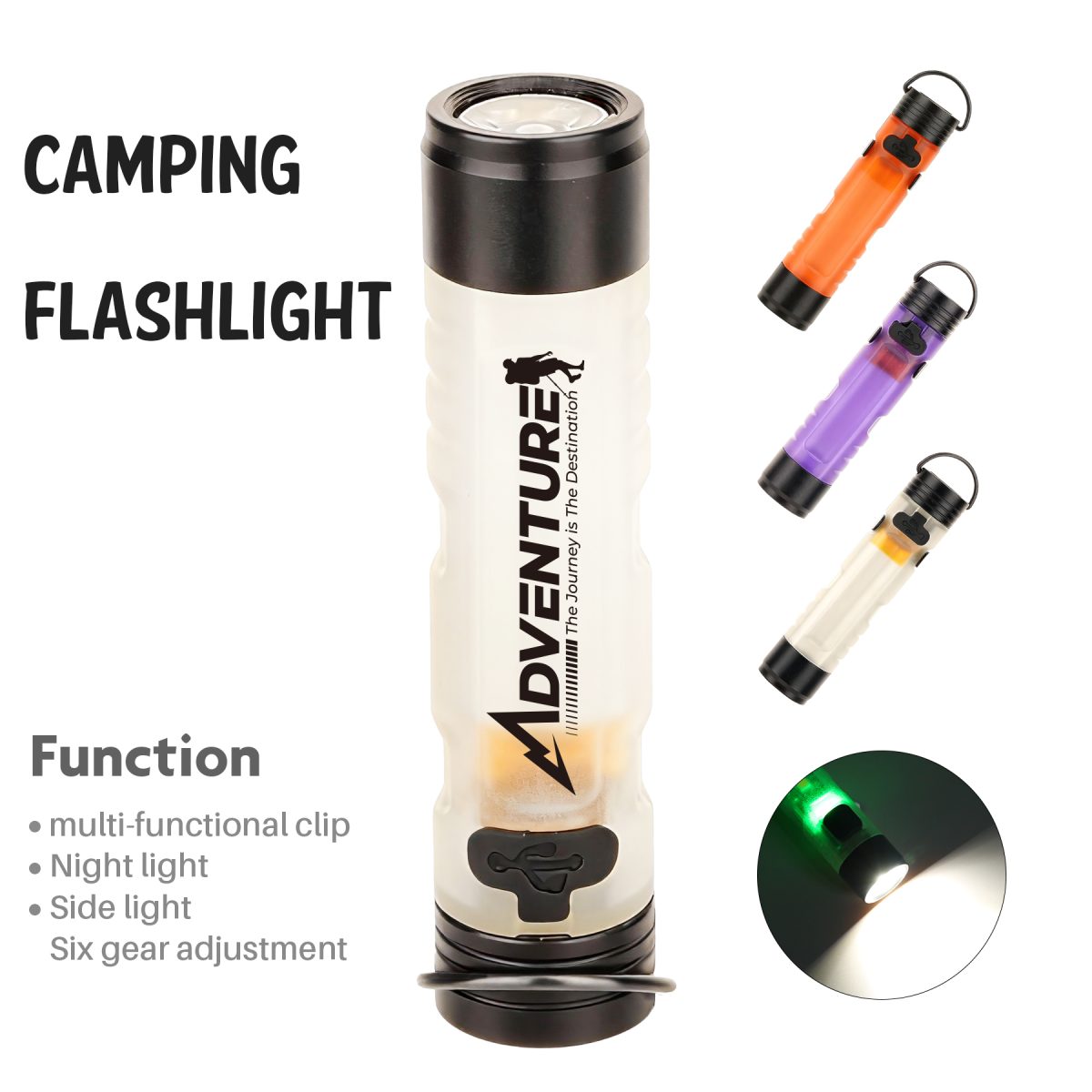 Functional Camping Flashlight Key Chain