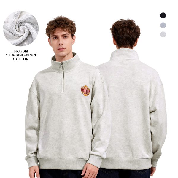 Unisex 100% Pre-Shrunk Cotton Quarter Zip Sweatshirt