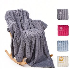 Embroidered Cozy Flannel Blanket – 50″ X 70″