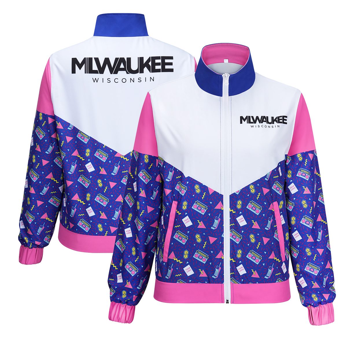 Custom 80s Retro Full Zip Long Sleeve Track Jacket