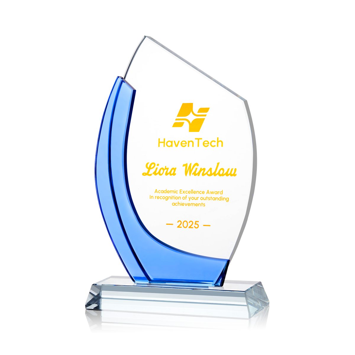 Crystal Award With Blue Accent