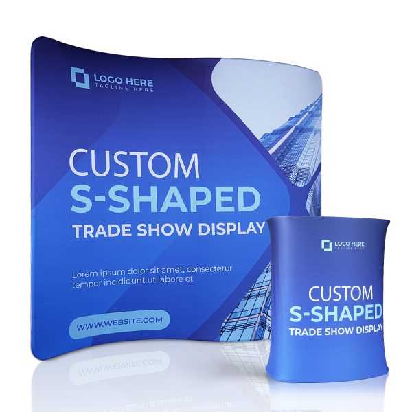 10Ft Trade Show Display Kit With S-Shaped Backdrop & Counter