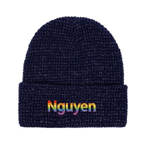 Shiny Waffle Knit Cuffed Beanie (Unisex)