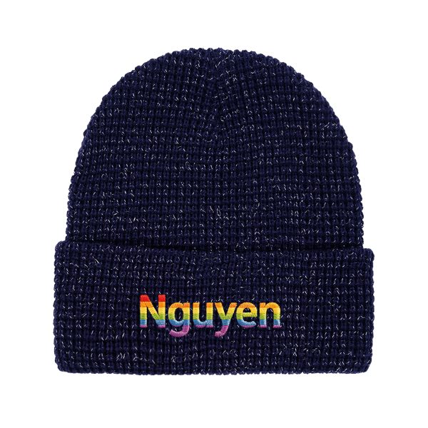 Shiny Waffle Knit Cuffed Beanie (Unisex)