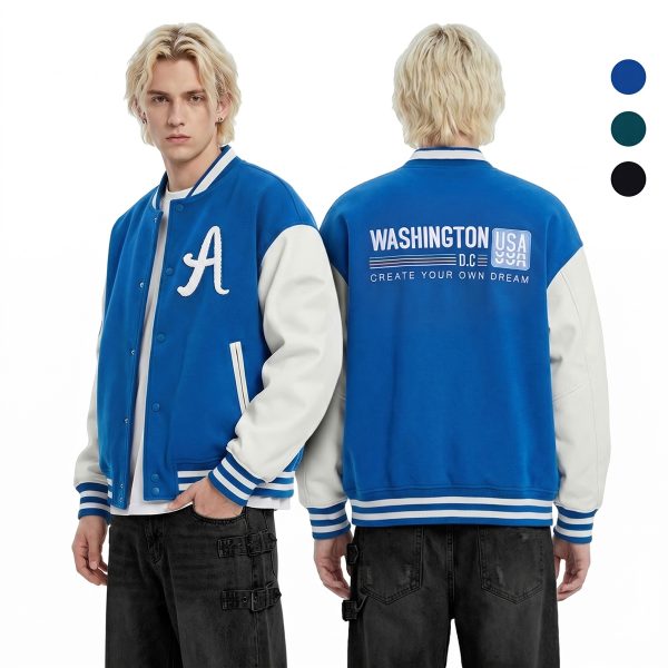 Custom Classic Cotton Varsity Letterman Jacket/Pique Mesh