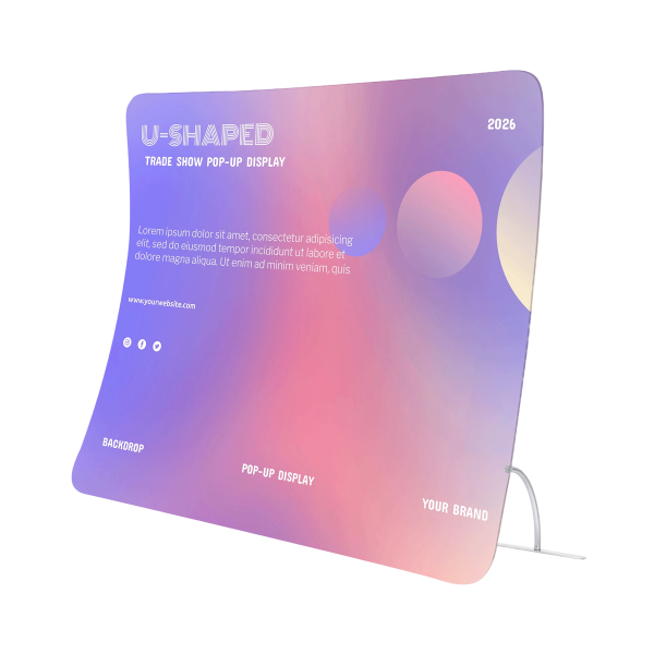 U-Shaped Tool-Free Tension Fabric Trade Show Display (3 Size Options)