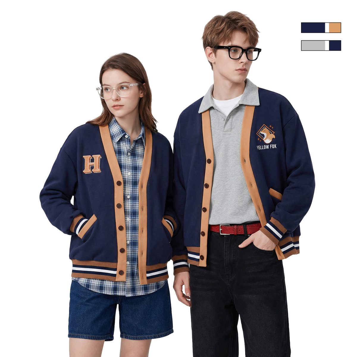 Personalized Customization Cotton Varsity Cardigan