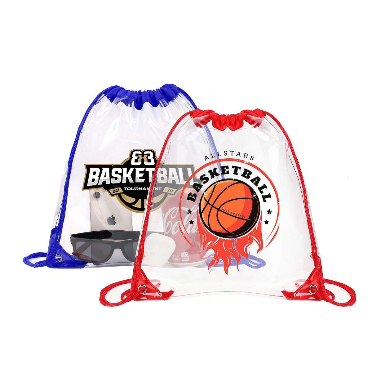 Clear Drawstring Backpack (Ocean)