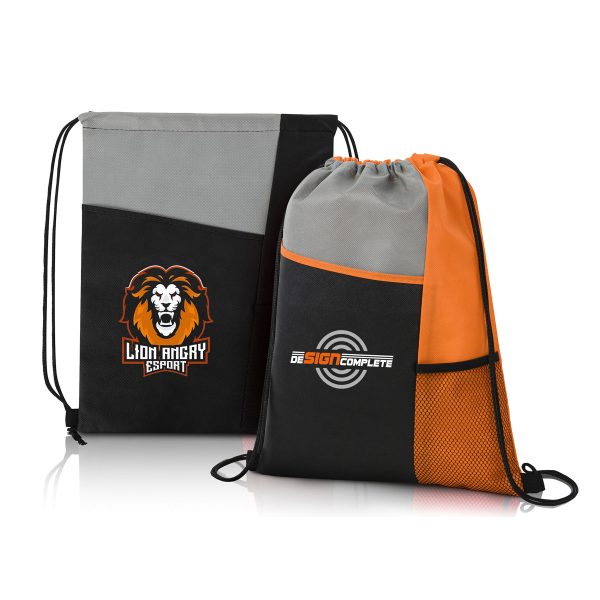 Tri-Colored Mesh Pocket Drawstring Backpack (Ocean)