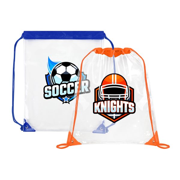 Large Clear Stadium Drawstring Backpack (Ocean)