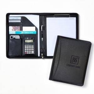 Deluxe Zippered PU Leather Padfolio With Custom Logo