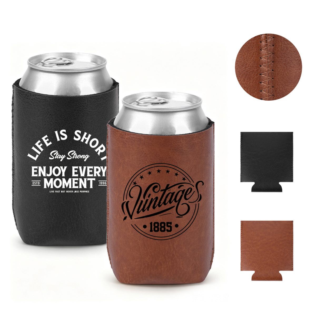 Deluxe PU Leather Insulated Can Cooler