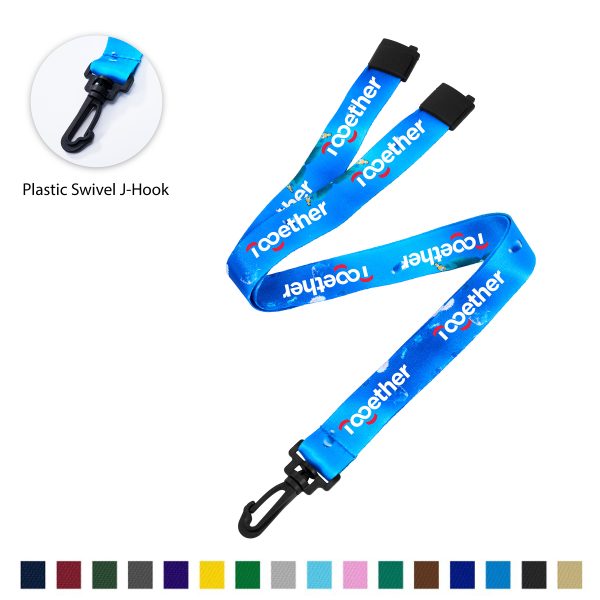 3/4" Sublimated Safety Breakaway Lanyards W/ Plastic Swivel J-Hook