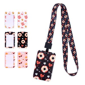 Vertical Sliding ID Badge Holder Hard Plastic Card Case W/Lanyard