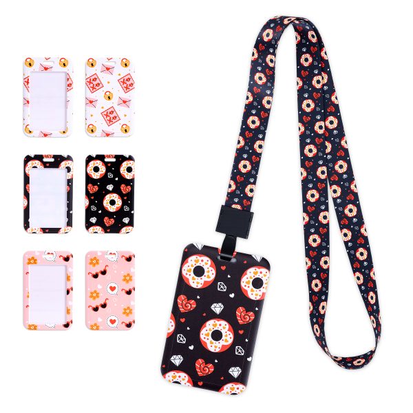 Vertical Sliding ID Badge Holder Hard Plastic Card Case W/Lanyard