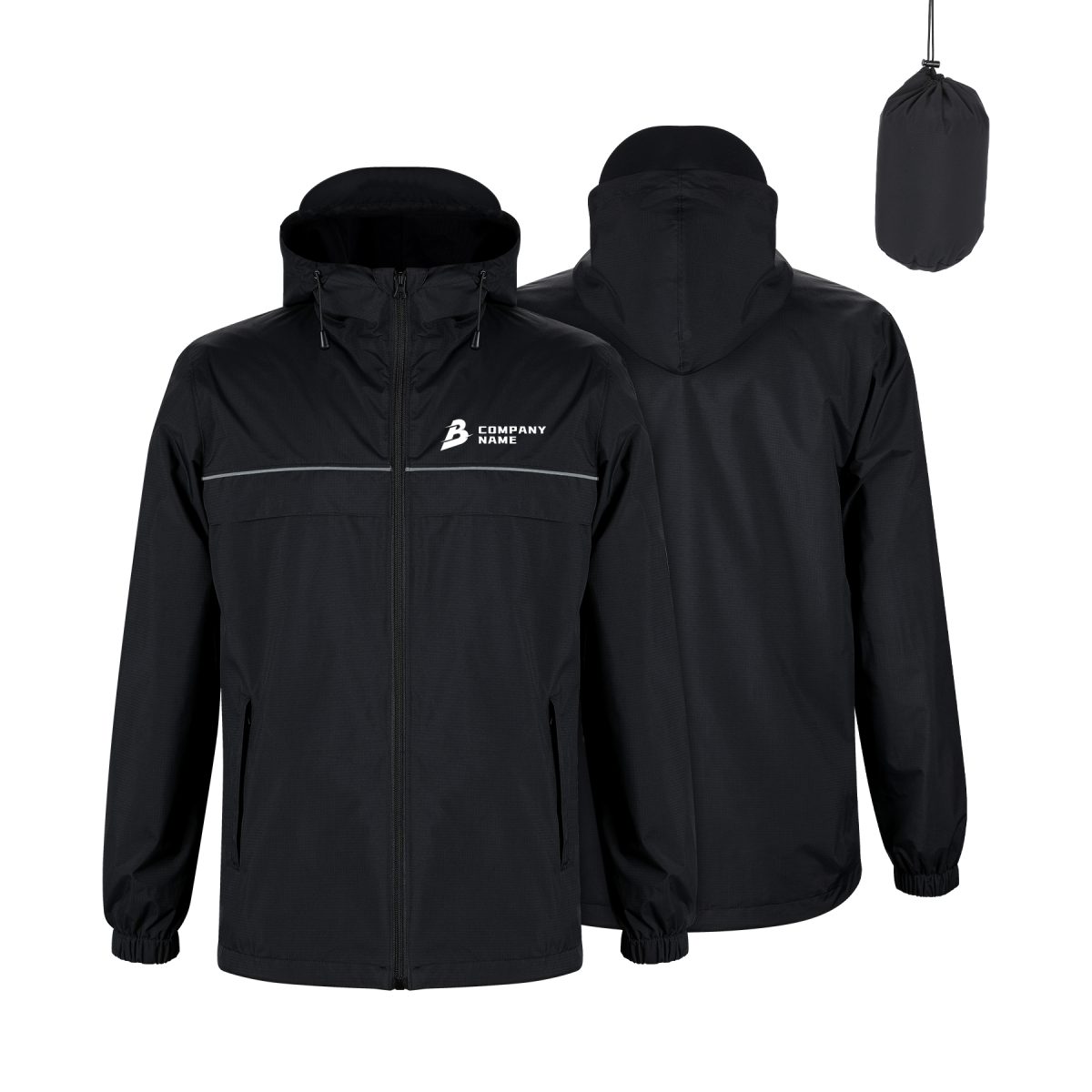 Men's Lightweight Water-Resistant Packable Hooded Rain Jacket