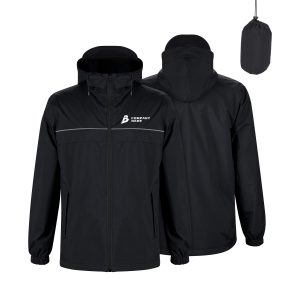 Men’s Lightweight Water-Resistant Packable Hooded Rain Jacket