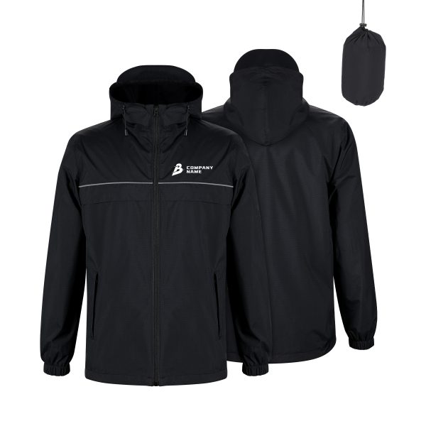 Men's Lightweight Water-Resistant Packable Hooded Rain Jacket