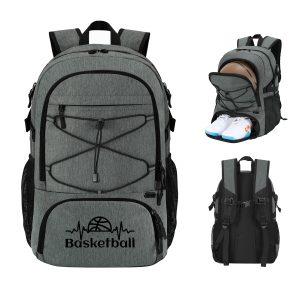 Durable Basketball Daily Backpack W/Ball & Shoes Compartment
