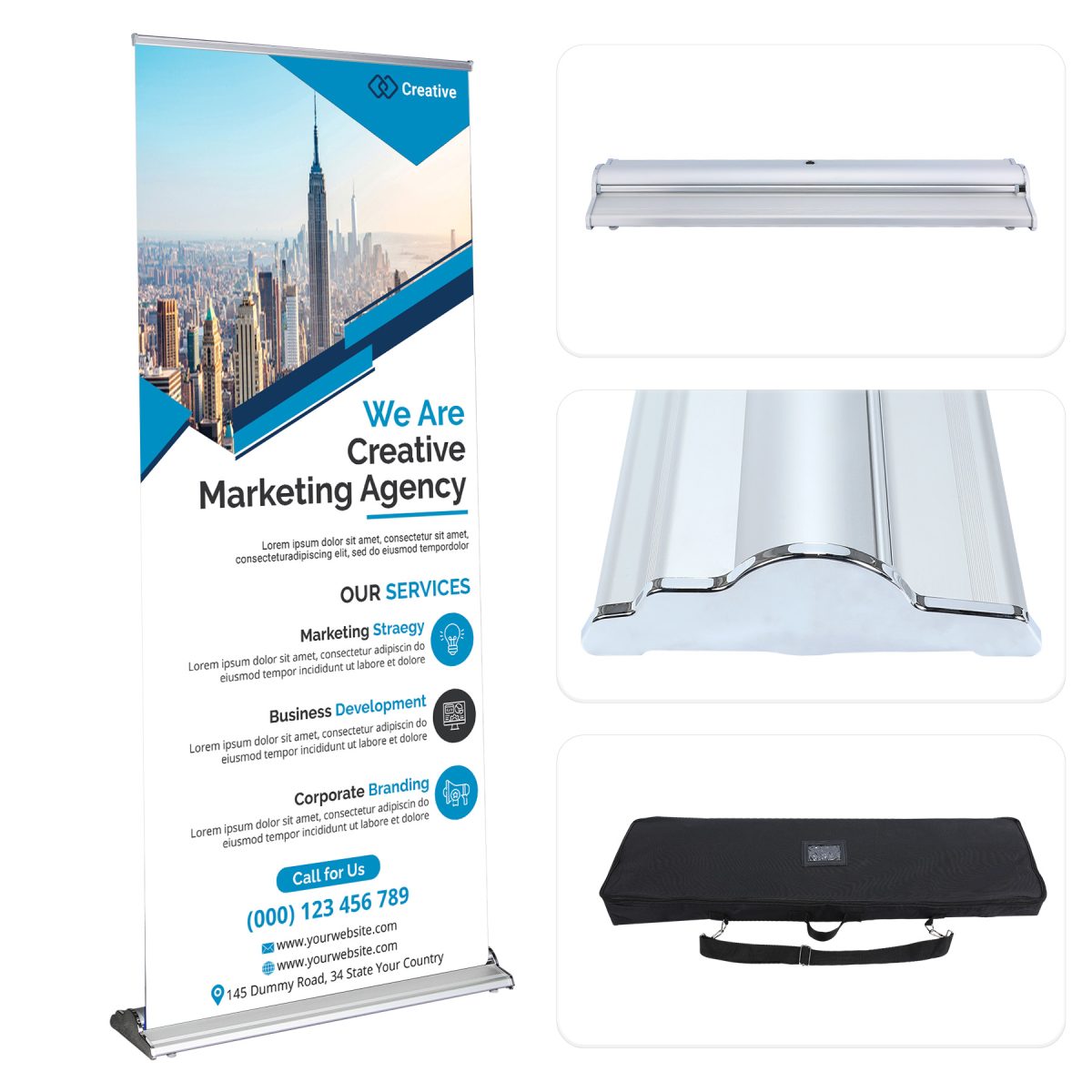 Heavy Duty 33.5" X 80" Retractable Banner Stand