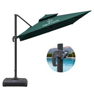 8′ X 8′ Offset Cantilever Patio Umbrella With Hand-Crank, 360° Rotating