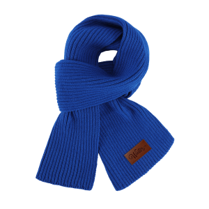 Unisex Vertical Ribbed Knit Scarf With Faux Leather Patch