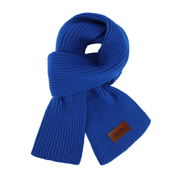 Unisex Vertical Ribbed Knit Scarf With Faux Leather Patch