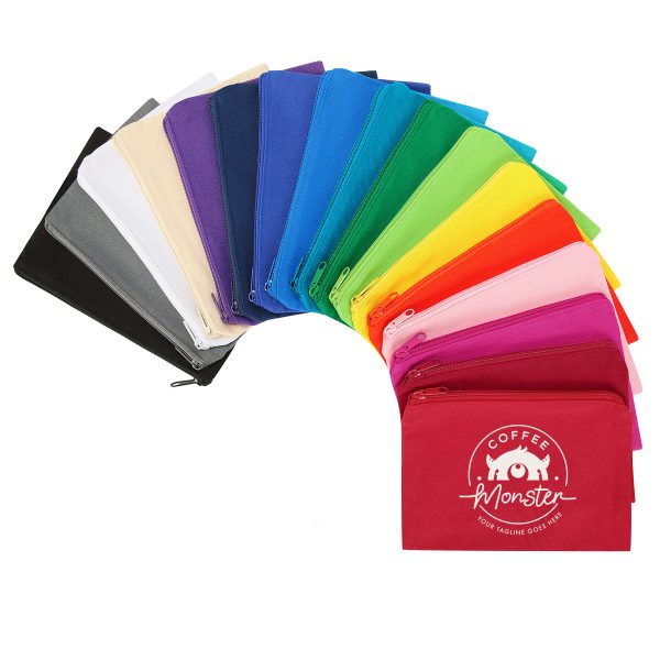 9" X 6" Solid Cotton Canvas Pouch With Zipper (Ocean)