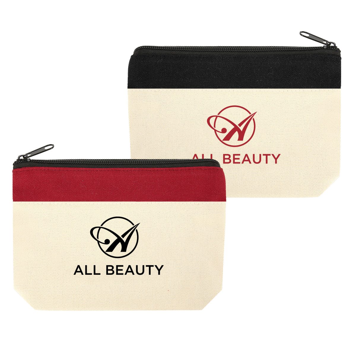 Two-Tone Cotton Canvas Utility Zipper Pouch (Ocean)