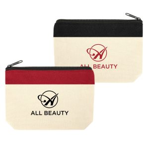 Two-Tone Cotton Canvas Utility Zipper Pouch (Ocean)