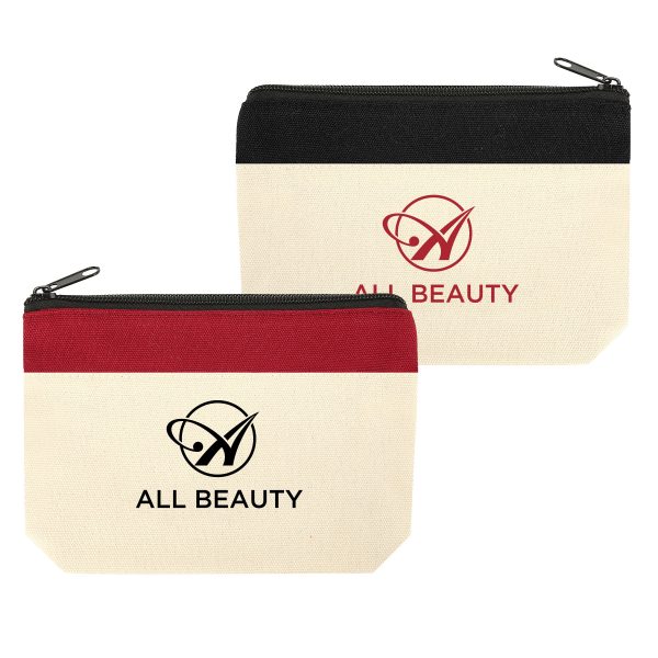 Two-Tone Cotton Canvas Utility Zipper Pouch (Ocean)