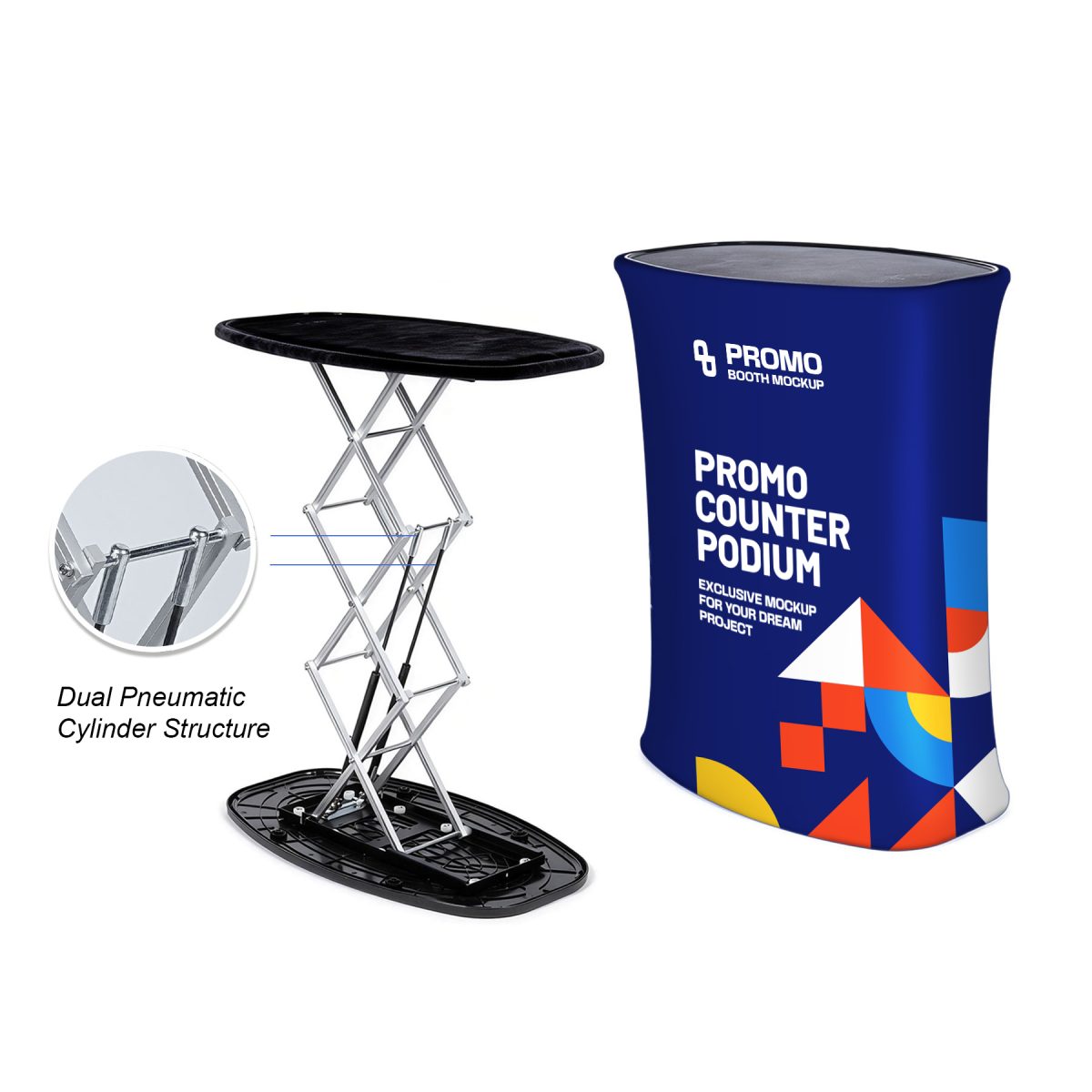 Heavy-Duty Custom Square Podium With Dual Pneumatic Cylinder