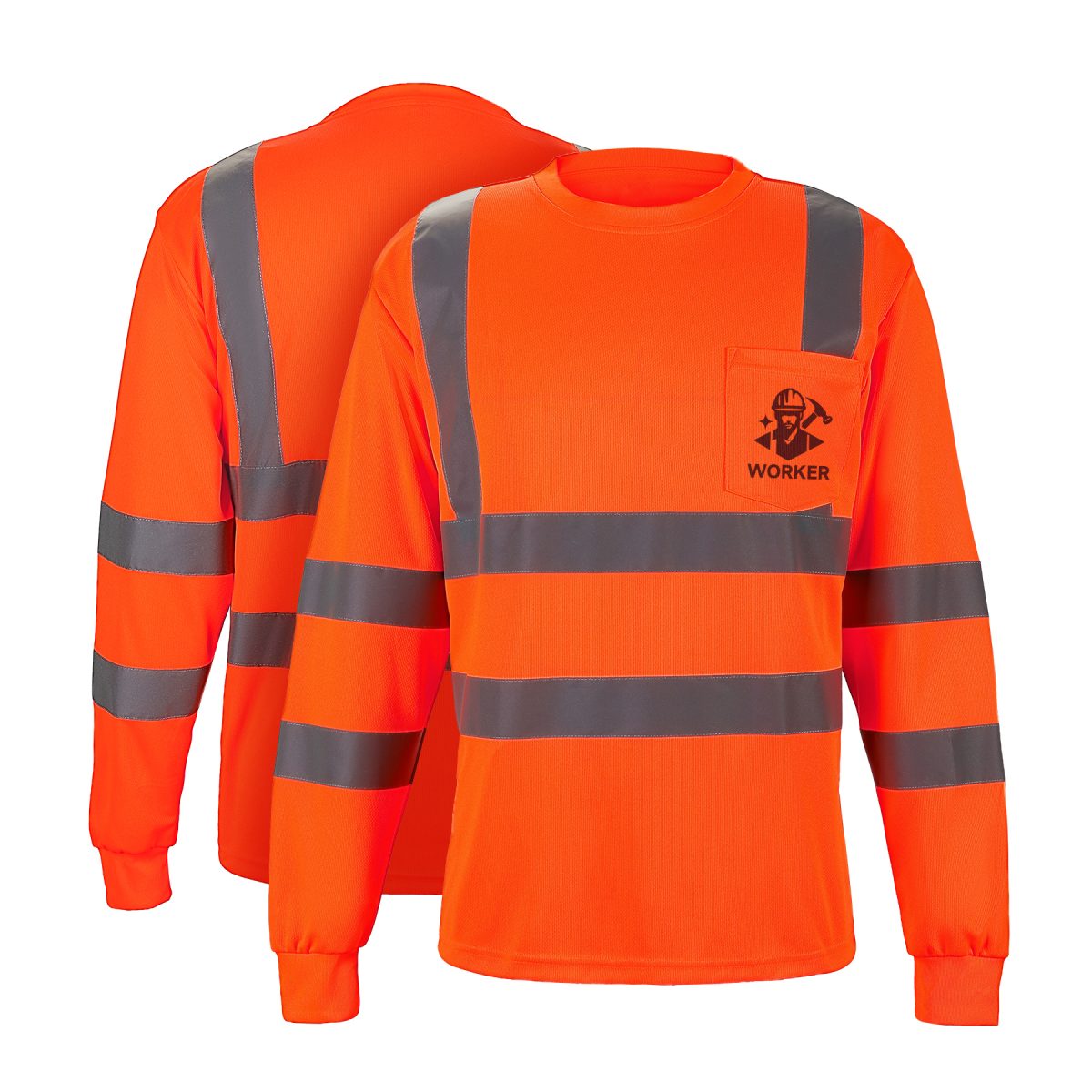 4 Oz. Hi-Viz Reflective Safety Long Sleeve T-Shirt W / Pocket