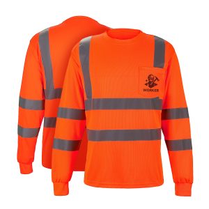 4 Oz. Hi-Viz Reflective Safety Long Sleeve T-Shirt W / Pocket