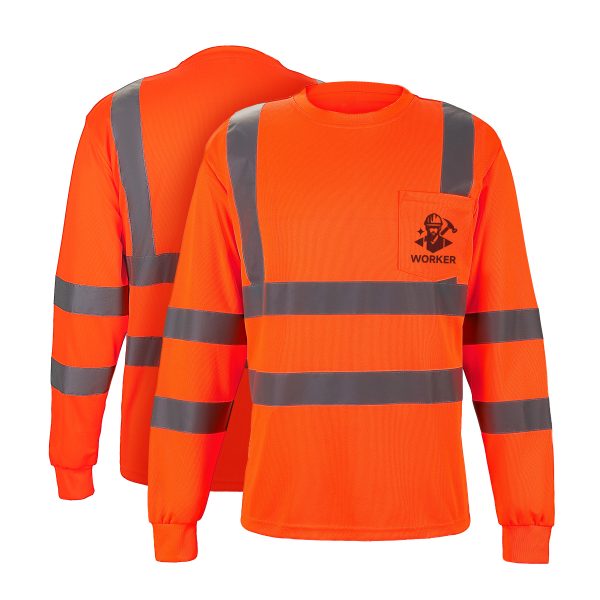 4 Oz. Hi-Viz Reflective Safety Long Sleeve T-Shirt W / Pocket
