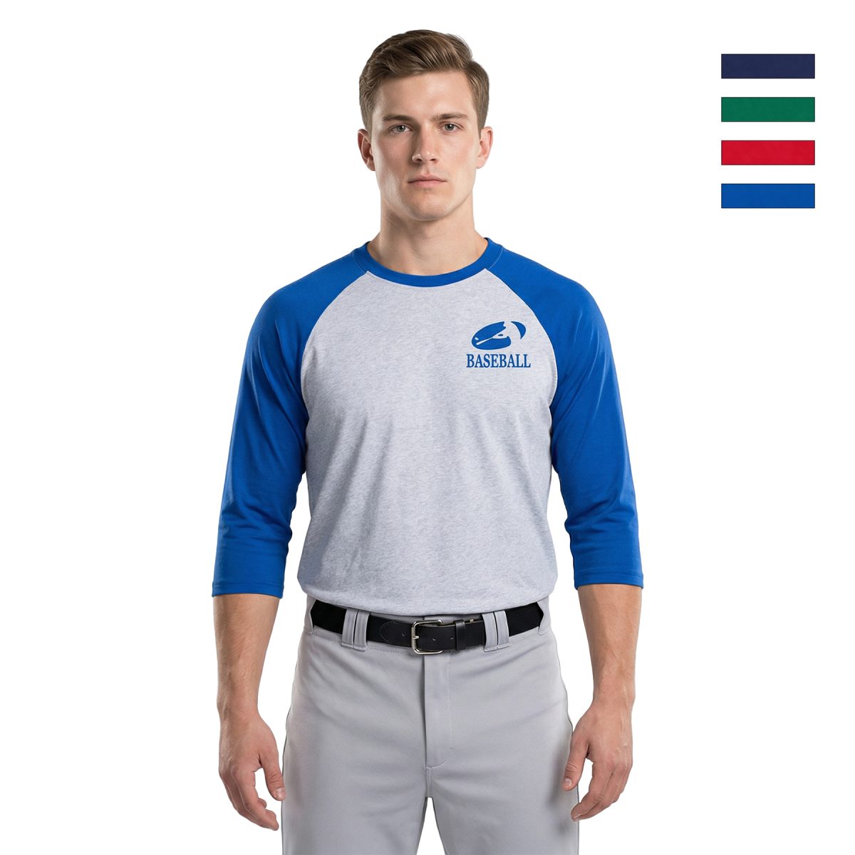 Men's Classic 3/4 Baseball Tee With Heather Gray Body