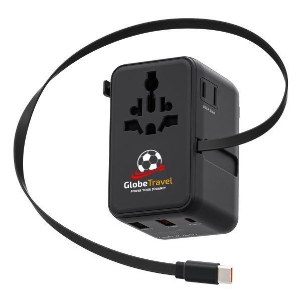 70W Universal Travel Adapter With Retractable Charging Cable