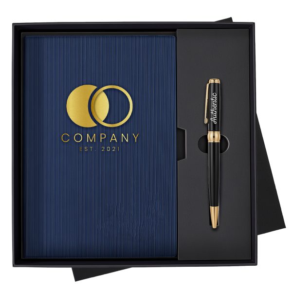 Executive PU Leather Blank Notebook & Metal Pen Gift Set