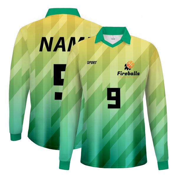 Custom Sublimated Collared V-Neck Long Sleeve Soccer Jersey