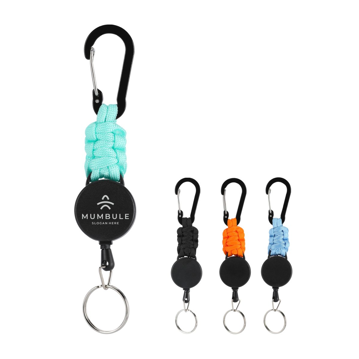 High-Density Retractable Badge Reel With Carabiner Clip And Key Ring