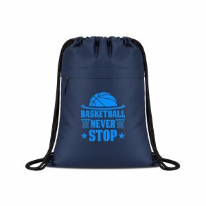 600D PU‑Coated Drawstring Backpack With Front Zip Pocket