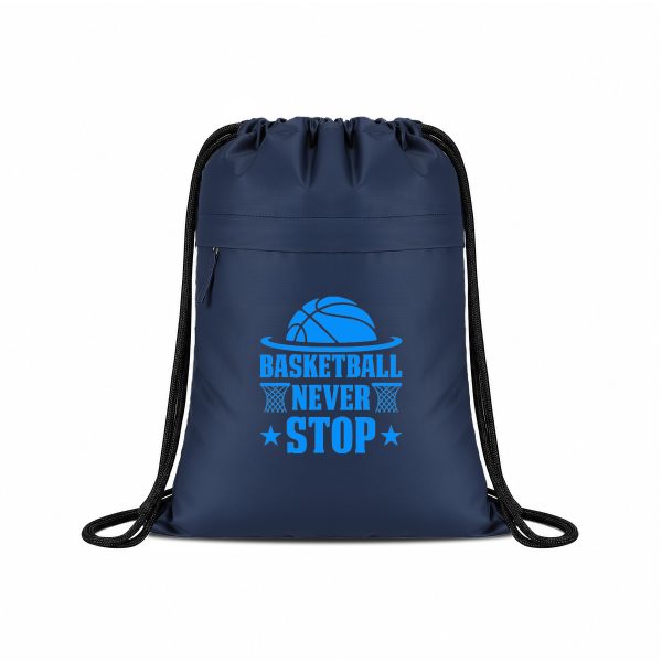 600D PU‑Coated Drawstring Backpack With Front Zip Pocket