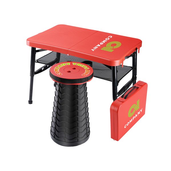 Retractable Briefcase Folding Table And Stool Set