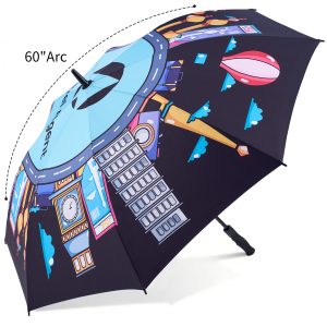 60″ Arc Auto Open Golf Umbrella Full Color Canopy