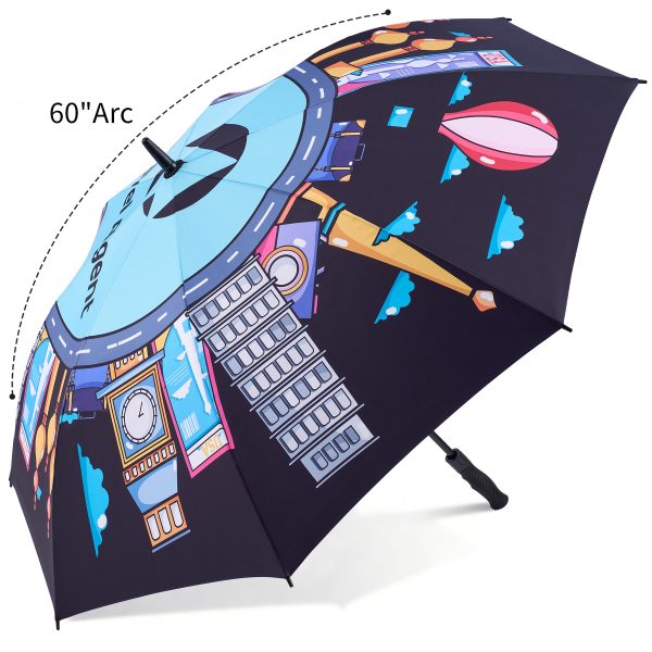 60" Arc Auto Open Golf Umbrella Full Color Canopy