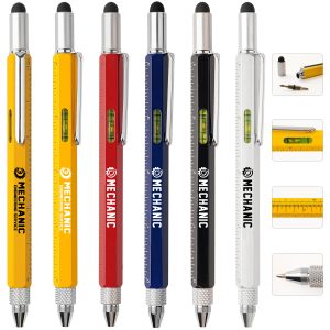 6-In-1 Metal Multi-Function Tool Pen With Stylus & Level